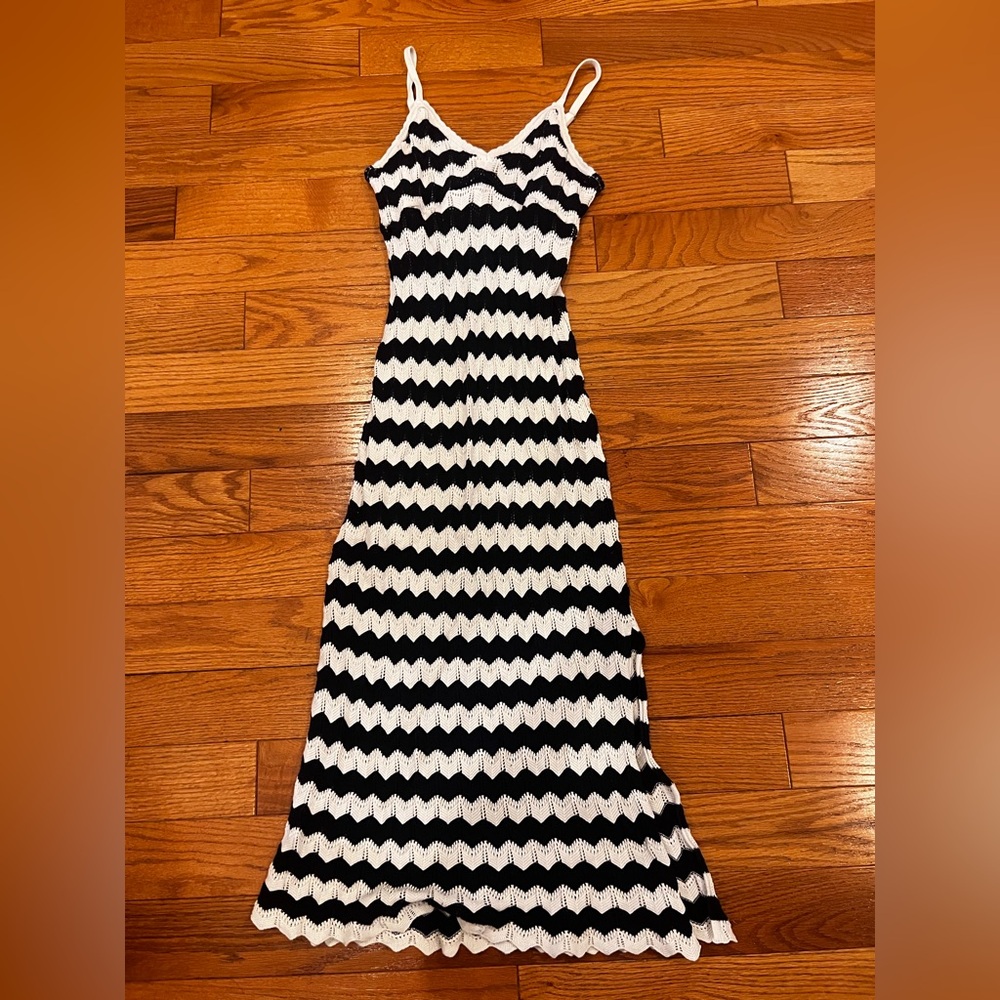 Hollister Navy and White crochet dress